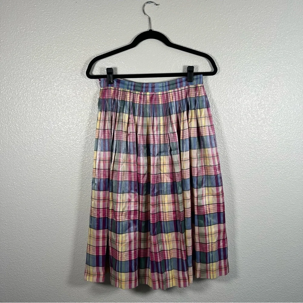 J. Crew Pleated Midi Skirt In Shimmering Plaid Women’s 4 - Picture 2 of 8